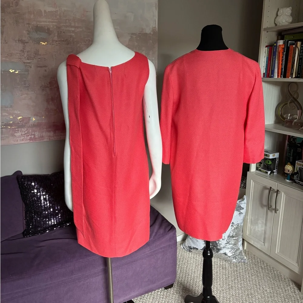 Handmade Coral Vintage Midi Dress and Jacket Set Size Medium (see measurements) - Picture 3 of 13
